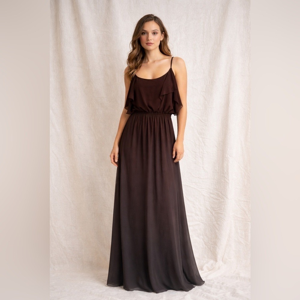 Jay Godfrey Women's Elegant Formal Mocha Maxi Lightweight Designer Dress Size 6